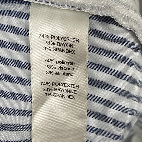 CHICOS Navy Blue White Pinstripe Cropped Stretch Poly Sailor Pants - Picture 8 of 8